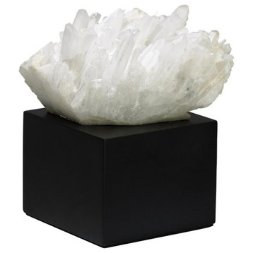 Med. Quartz Table Accent, Black And White Crystal, Crystal and Resin, 7"H