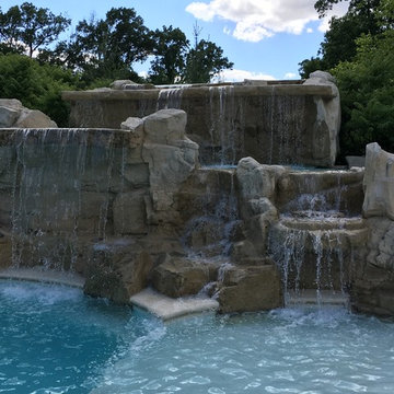 Cedar Rapids, Iowa - Custom Concrete Swimming Pool with Rock Waterfall Feature