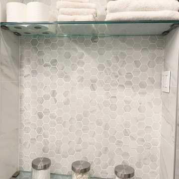 Bathroom niche with glass shelves perfect storage