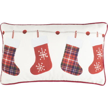 Hollie Joly Pillow - Ivory, Red, 12x20