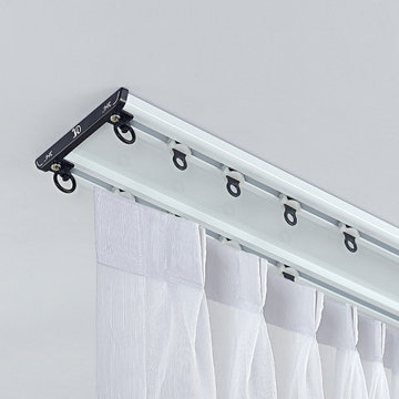 CHRY36 White/Black Concealed Aluminium Ceiling Double Curtain Tracks