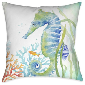 Laural Home Sea Life Seahorse Indoor Decorative Pillow, 18"x18"