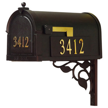 Berkshire Mailbox With Address Numbers & Floral Mounting Bracket