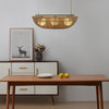 Sovev 3-Light Dimmable Linear Pendant Light With Frosted Glass Rattan Shade