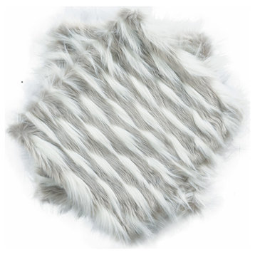 Feathery Faux Fur Pillow Cover 2 Piece Set, Grey, 26" X 26"