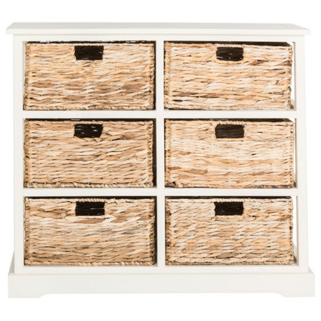 Gardner 6 Wicker Basket Storage Chest Distressed White