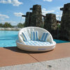 70" Inflatable White and Blue Striped Floating Swimming Pool Sofa Lounge Raft