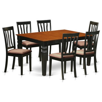 7-Piece Kitchen Table Set With a Dinning Table and 6 Chairs, Black, Cherry