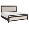 Lexicon Hebron CKing Bed with Upholstered Headboard in Dark Cherry/Beige
