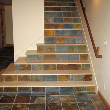 Maple Stair Treads with Tile Risers