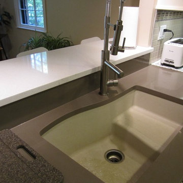 Modern/Contemporary Panna Cotta Kitchen Remodel w/Ginger color Quartz Countertop