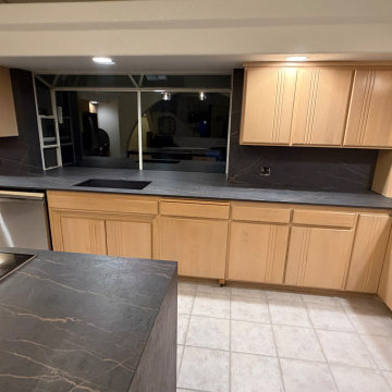 Bookmatched Luxury Kitchen Island and kitchen countertops – Dekton Laurent & Dek
