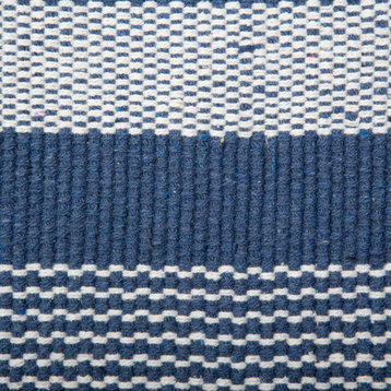 DII French Blue Cabana Stripe Recycled Yarn Rug