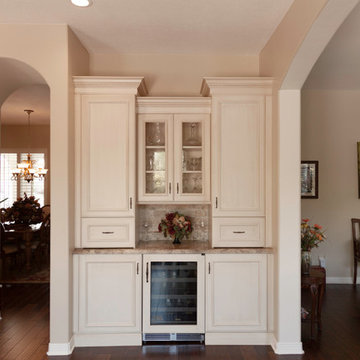 Bar & Drink Area in Mediterranean Style Kitchen Remodel