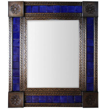 Medium Brown Cobalt Tile Mexican Mirror