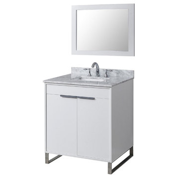 32" Luca Bath Vanity, White and Mirror