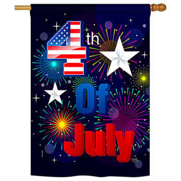 Fireworks July 4th Americana, Seasonal Fourth of July House Flag 28"x40"