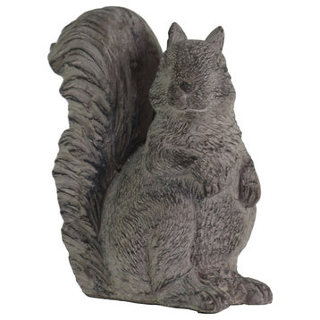 Sitting Squirrel Cement Figurine, Concrete Gray