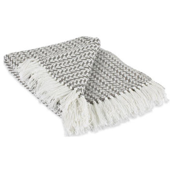 DII 50x60" Modern Cotton Arrowhead Woven Throw with Fringe in Gray