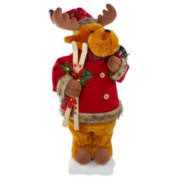 24" Lighted Standing Animated Moose Musical Christmas Figure