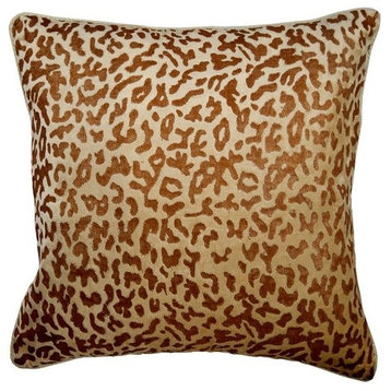 Gold Decorative Pillow Cover, Animal Printed Velvet 16"x16" Velvet, Roar
