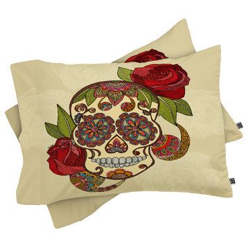 Deny Designs Valentina Ramos Sugar Skull Pillow Shams, Queen