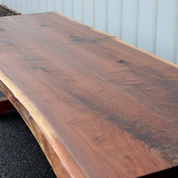 Live Edge Walnut Dining Table with Trestle Base - Dining Tables