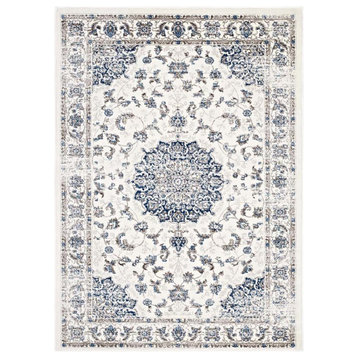 Modway Lilja 63x90.5" Persian Medallion Area Rug in Ivory/Moroccan Blue