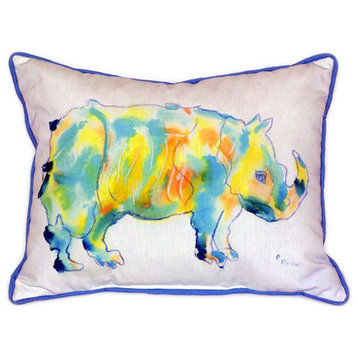 Pair of Betsy Drake Rhino Large Indoor/Outdoor Pillows 16 Inch x 20 Inch