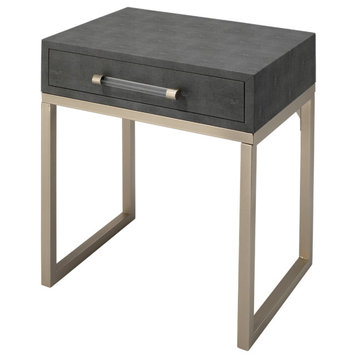 Gray Faux Patterned Leather Iron Kain Side Table
