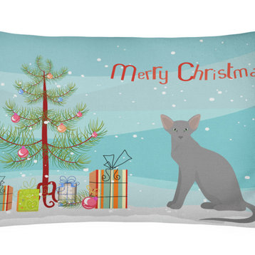 Oriental Shorthair Cat Merry Christmas Canvas Fabric Decorative Pillow