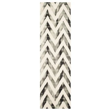 Safavieh Dip Dye Collection DDY715 Rug, Ivory/Charcoal, 2'3"x10'