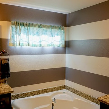 Broken Arrow Interior Paint Job with Striped Bathroom