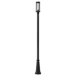 Z-Lite - Z-Lite 586PHMR-519P-BK Glenwood 1 Light Outdoor Post Mounted Fixture, 109 Inch - From the Glenwood collection comes this tall, thin contemporary outdoor post mounted fixture, complete with a slim, dark black column capped with a matching aluminum lantern. This understated lamppost style outdoor lighting also features a sturdy cone-shaped base as well as a cylindrical clear glass globe encased around the bulb to protect against wind and rain. Stand this outdoor light fixture along a dim walkway to illuminate a path around the house.