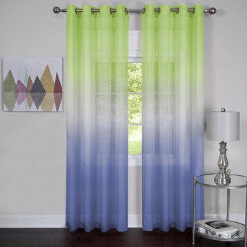 Rainbow, Single Grommet Window Curtain Panel, 52"x84", Green