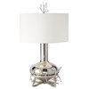 Modern Twig Branch Sculpture Table Lamp Round Silver Organic Shape White Nickel