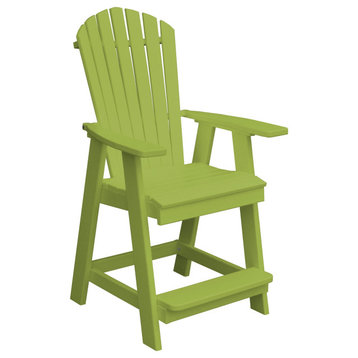 Poly Lumber Adirondack Chair with Arms, Tropical Lime, Counter Height