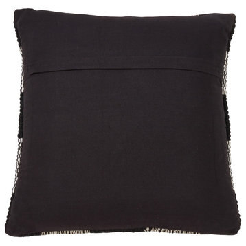 Woven Chindi Buffalo Plaid Down Filled Throw Pillow, 18"x18", Black