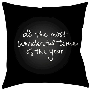 Wonderful Time by Surya Poly Fill Pillow, Black, 16' x 16'