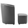 Modway Divulge Modern Faux Leather Armchair and Ottoman in Gray