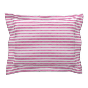 Salted Watercolor Stripes Hot Pink Pink Cotton Pillow Sham