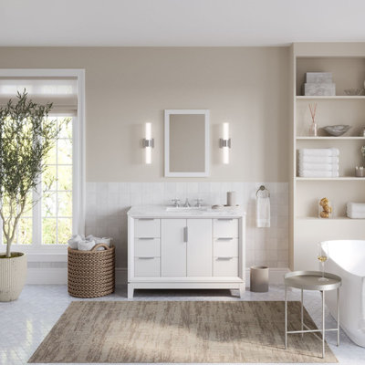 The Ezra Bathroom Vanity, Pure White, 48", Single Sink, Freestanding