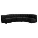 Meridian Furniture - Limitless Velvet Upholstered 5-Piece Modular Sectional, Black - Invest in your home's comfort with this Limitless 5 Piece Sectional. This modular unit offers tons of flexibility in the number of ways that you can put each piece in the Limitless collection together to get the ideal customized look. Upholstered in black velvet, this beautiful piece is soft and cool to the touch, so you can feel comfortable from every angle. Button and channel tufting add to this unit's upscale look and contemporary charm.