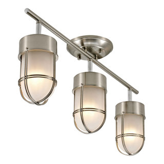 Miles 3-Light Nautical Track Light with Frosted Glass, Brushed Nickel ...