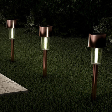 Solar Path Lights- 12.2" Stake Lighting Set of 12 by Pure Garden, Bronze