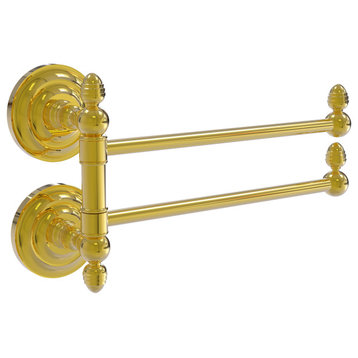 Que New 2 Swing Arm Towel Rail, Polished Brass