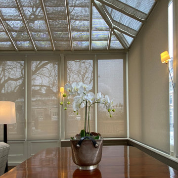 London Terrace Conservatory - French Pinoleum Blinds and Screen Roller Blinds