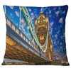 Lights On Tower Bridge Cityscape Photography Throw Pillow, 16"x16"