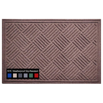 A1HC Superior Absorbant Polypropylene Doormat, Chocolate Brown Checkered, 24"x36"