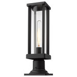 Z-Lite - Z-Lite 586PHMR-533PM-BK Glenwood 1 Light Outdoor Pier Mounted Fixture 16 Inch - From the Glenwood lighting collection comes this outdoor pier mounted fixture, perfectly suited for placing on top of columns leading down the driveway or along a patio railing. Encased in a sleek modern aluminum frame, this lighting piece features a cylindrical clear glass lantern to allow the bulb to brighten the dimmest paths. With a deep black finish, this pier mounted lantern fixture works pleasantly with any architectural styles and elements.